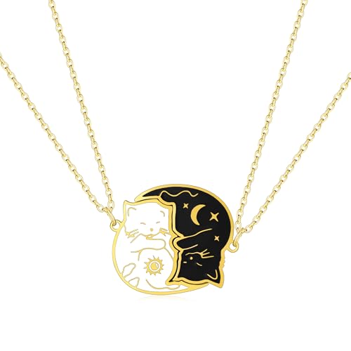 Dr's gift Cat Friendship Necklaces BBF Best Friend Necklace Matching Necklace for Couples Black White Pandent Jewelry Gifts