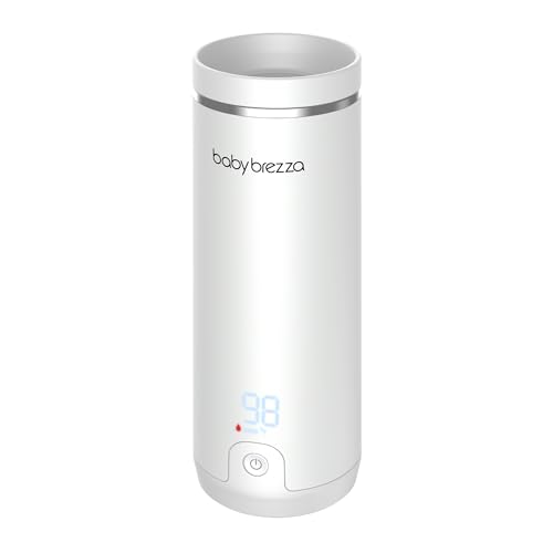 Baby Brezza Superfast Portable Baby Bottle Warmer – 50% Faster - Travel Breastmilk Warmer and Formula Warmer - Safe, Even Heating - Up to 9oz - No Adapters, White