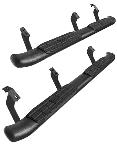 TAC 4.25" Side Steps Fit 2007-2021 Toyota Tundra Double Cab Pickup Truck Oval Bend Texture Black Nerf Bars Running Boards Exterior Accessories (Texture Powder Coating Brackets) (2 Pieces)