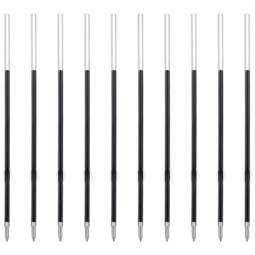 MengRan 3.85'' Ballpoint Ink Pen Refills for Click Pens, 1 mm Medium Point Tip, (Refills-Black ink-10Pcs)