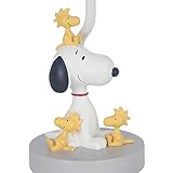 Lambs & Ivy Classic Snoopy & Friends White/Gray Nursery Lamp with Shade & Bulb