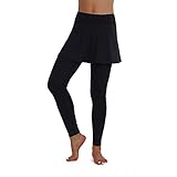 ANIVIVO Skirted Yoga Legging for Women,Skirted Capri Tennis Leggings Pants&Tennis Clothing Legging with Skirts(Black-Legnth,XL)