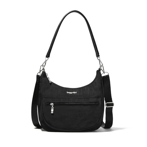 Baggallini Modern Pocket Half Moon Bag 11"x10.5" Shoulder Bag for Women w/Replaceable Straps Converts to Crossbody Bag