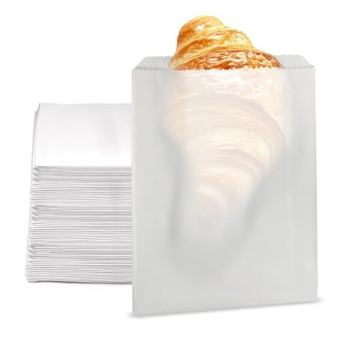 Culinware Paper Sandwich Bags, Glassine Lined Wax Paper Bag, 1000pcs, 6 x 7 x 0.75 – Food Grade Grease-Resistant Food Bags for Cookies, Pastries, Snacks, French Fries