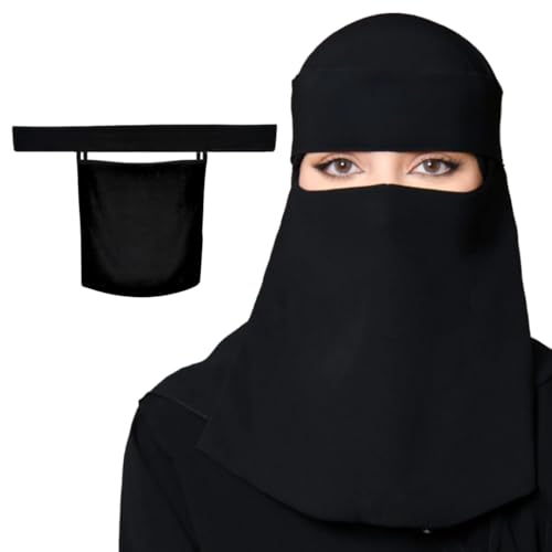 The Redwood Co. Premium Saudi Niqab | 12 x 10 Inches | Comfortable Lightweight Chiffon & Polyester Blend | Adjustable Fit | Ideal for Daily Wear, Special Occasions, Festivals & Religious Events