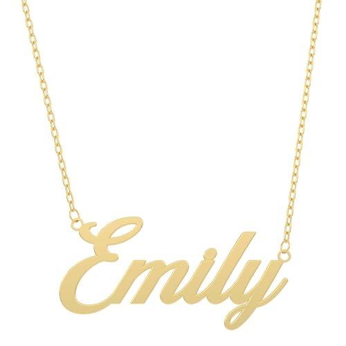 MIONZA 14K Solid Gold Custom Name Necklace For Women, Name Necklace Personalized, Nameplate Customized Pendant, Personalized Jewelry, 14K Solid Gold and Gold Plated Options Gift for Her