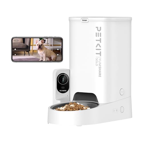 PETKIT Automatic Cat Feeder with Camera,1080P HD Video with Night Vision, Pet Feeder Dry Food Dispenser with 2-Way Audio, Food Shortage Sensor, 2.4G WiFi Smart App Control, Personal Meal Call