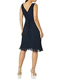 Adrianna Papell Women's Jersey and Chiffon Pleat Dress, Blue Moon, 16