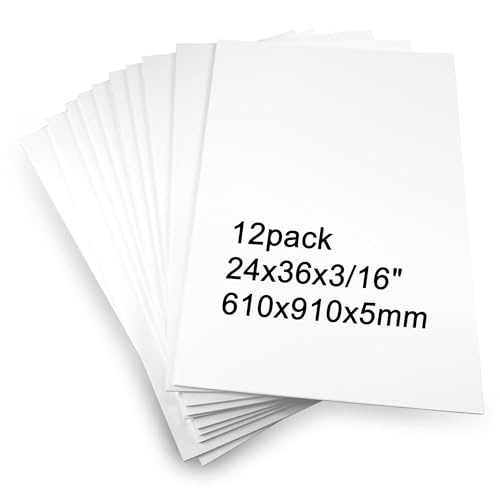 Foam Board 24" x 36" x 3/16" (5mm) - 12 Pack, White Poster Board, Double-Sided, Acid-Free Foam Core Board for Signs, Presentations, Schools, Offices, and Art Projects