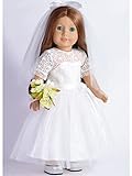 Sweet dolly 18 Inches American Doll Clothes First Communion Gorgeous White Wedding Dress Veil Bouquet Sets Fit 18 Inches Dolls