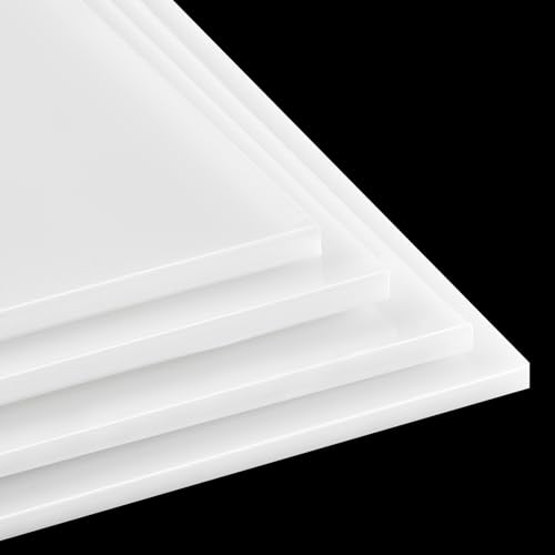 Pangda 4 Pcs White Hdpe Plastic Sheet, 1/4" Thick, Size 24" x 12", Waterproof High Density Polyethylene Board Flexible Hdpe Sheet Polyethylene Sheet Hdpe Board for Displays Modeling DIY Projects