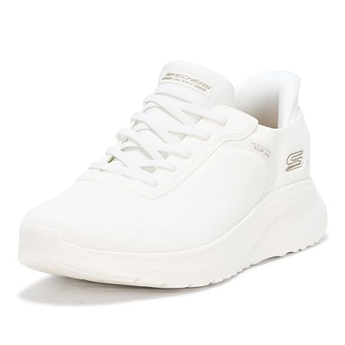 Skechers Women's Hands Free Slip-INS BOBS Squad Chaos-Current Muse Sneaker, Off White, 6
