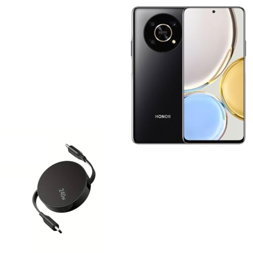 BoxWave Cable Compatible with Honor Magic4 Lite 5G - PD miniSync (240W), Retractable PD 240W Portable USB Type-C Cable - Jet Black