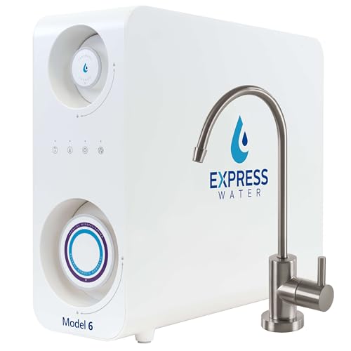 Express Water 600 GPD Tankless Reverse Osmosis System - 2:1 Pure to Drain Reverse Osmosis Water Filter System, Easy Install, Quick Twist Filters RO Water System - RO System Under Sink, Brushed Nickel