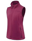 BALEAF Women's Lightweight Vest Softshell Sleeveless Jacket Windproof Stand Collar with Zipper Pockets Running Hiking Golf Rouge L