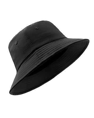 Extra Large Lightweight Bucket Sun Hat,Breathable Travel Cooling Hats,Outdoor Sun Hat for Big Heads 24.5"-25.5" Black