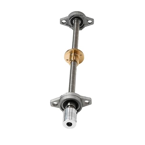 Kwweeoo T8 Lead Screw Set 1500mm / 59.06 inch + Brass Nut + Coupler + KFL08 Pillow Bearing Block (Horizontal), 8mm Diameter T8 x 2 Tr8 x 2 Thread Screw Pitch 2mm Lead 2mm 1 Starts, 1 Pcs