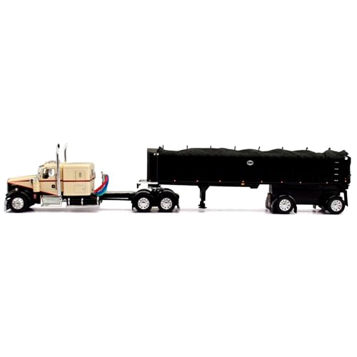 First Gear 1/64 Kenworth W900L Flat Top Semi Truck w/ MAC Coal End Dump Trailer 60-1997, Hobby Pre-built Model Truck, Ages 14+