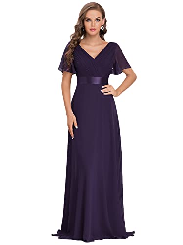 Ever-Pretty Women's Floor Length Long Chiffon Summer Evening Party Dress Purple US22