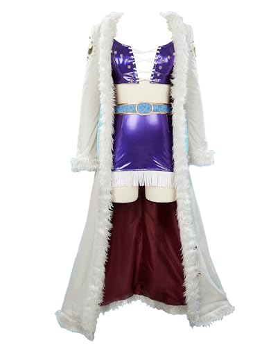 haikyuu Women Cosplay Costume Bra and Miniskirt with Long Coat and Hat (purple, medium)