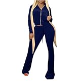 fnnxeal Lounge Sets for Women 2 Piece Outfits Sweatsuits Long Sleeve Zip Up Sweatshirts and Sweatpants Tracksuit Sets womens track suits 2 piece set Dark Blue XL