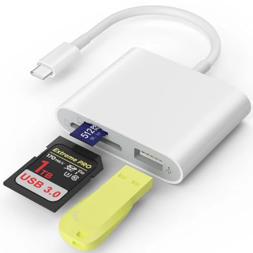 SZHAIYIJIN SD Card Reader, USB 3.0 Type C High Speed to SD/TF Card Adapter for iPhone 15/16 Pro Max Memory Card Reader with SD MicroSD USB 3 Port for Mac/iPad/MacBook Pro/Air Android Phone Tablet
