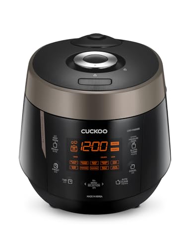 Cuckoo High 6 Cup Electric Heating Pressure Rice Cooker & Warmer – 12 Built-in Programs Including Glutinous (White), Mixed, Brown, GABA, Black Copper