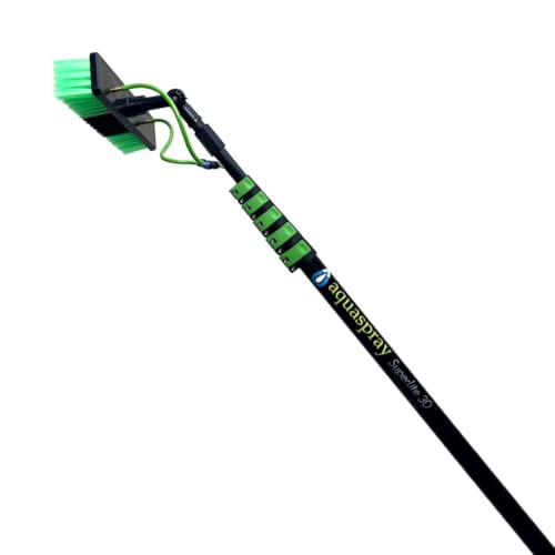 30 Feet Reach Solar Panel Cleaning Brush & Pole Water Fed Pole Kit, Window Cleaner Window Glass Solar Panel Cleaning System Washing Equipment Tool Solution Scrubber Brush & Hose Spray Washer