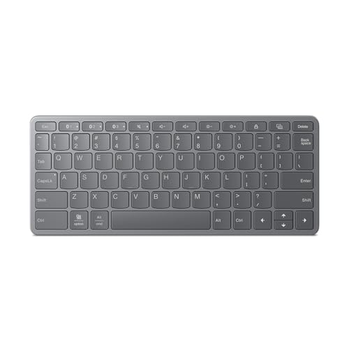 Lenovo Multi-Device Wireless Bluetooth Keyboard, Connect Up to 3 Devices Simultaneously, Compatible with iOS, Android, Windows, Slim Profile, Rechargeable, 60-Hour Battery Life, Iron Grey