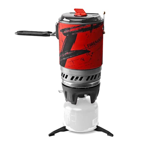 Fire Maple Polaris Cooking System | Portable Camping Backpacking Stove with Micro Regulated Valve | Electric Jet Burner Pot Set | Ideal Camp Water Boiler for Hiking Fishing Trekking Hunting (Black)