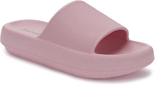 Joomra Womens Shower Slides Slippers Foam Cushioning EVA Bathroom Shoes Sandals Open Toe Pool Size Beach Ladies Non Slip Soft Thick Sole Female Sandles Pink 37-38