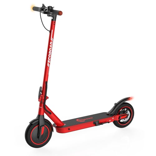 ECOROAD Electric Scooter, 10" Solid Tires Electric Scooter Adults with Dual Rear Suspension, 18 Miles Range, Adults Commuting Scooters, 450W Peak Motor & 19 MPH Foldable Electric Kick Scooters