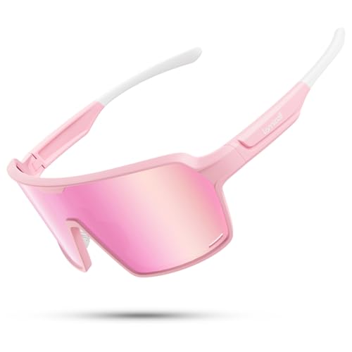Lamicall Polarized Sports Sunglasses for Men Women, [29g Ultralight] UV400 Protection Sun Glasses for Cycling Running Baseball Fishing Golf Beach Volleyball, Full Frame, Pink