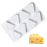 OCPO KITCHEN Cheese Silicone Baking Mold for Mousse Cake, CheeseCake, French Dessert, Pastry, Chocolate, Ice Cream, Pudding, Cake Decoration Mold, 3D Cheese Shape (8-Cavity)