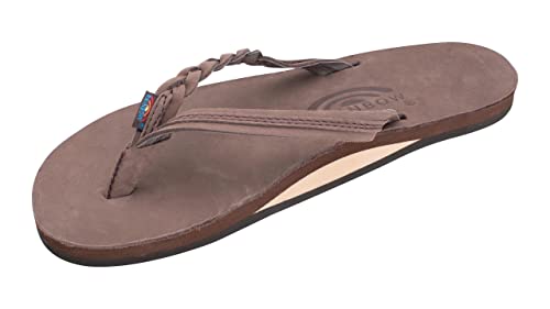 Rainbow Sandals Women’s Flirty Braidy Premier Leather w/Single Braided Strap, Expresso, Ladies Small / 5.5-6.5 B(M) US