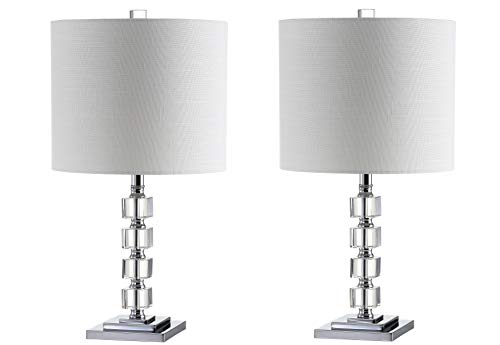 JONATHAN Y JYL5040A-SET2 Set of 2 Table Lamps Barnard 22" LED Crystal/Metal Table Lamp Glam Contemporary Bedside Desk Nightstand Lamp for Bedroom Living Room Office College Bookcase, Clear/Chrome