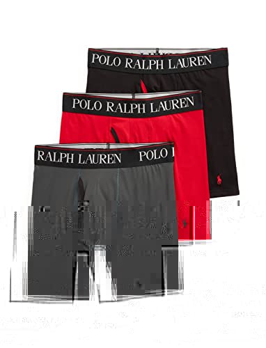 POLO Ralph Lauren Men's 4D Flex Cool Microfiber Boxer Briefs 3-Pack, Long Leg-Charcoal Grey Black, Red Black, Black/Red-3 Pack, Medium