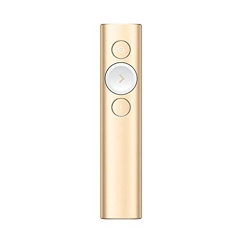 Logitech Spotlight Presentation Remote - Universal Wireless Presentation Clicker with Laser Pointer, Advanced Digital Highlighting, Bluetooth, 30 m Range and Quick Charging - Gold