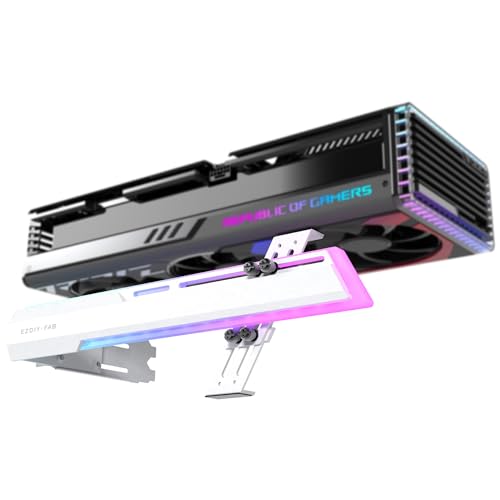 EZDIY-FAB 5V ARGB GPU Holder Brace Graphics Card GPU Support Video Card Holder Bracket, Strenchable Structure, Video Card Sag Holder/Holster Bracket Support RX7990XTX, RTX4090, White-341-1