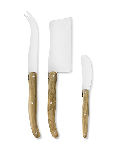 Genuine Jean Dubost Laguiole 3-Piece Cheese Knife Set Olivewood