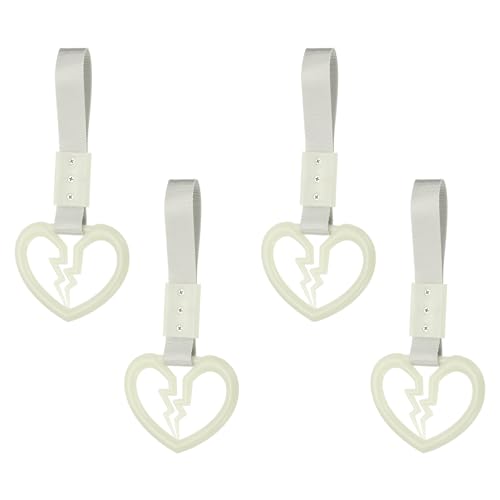 PATIKIL 4Pcs Broken Heart Shaped Car Handle Straps, Car Hanging Accessories Bumper Warning Ring Drift Charm for Auto Bus Decor Interior Exterior Decoration, Luminous