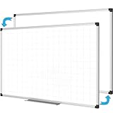 XBoard Magnetic Dry Erase Whiteboard with Lines 36 x 24 Inch, 3' x 2' Double Sided Hanging White Board Planner for Wall | Grid Lined White Board + Message Presentation Board