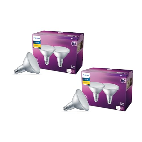 PHILIPS LED 120W PAR38 4-Pack Bright White (3000K) 1200 Lumen (13W = 120W) Dimmable Flicker-Free Light Bulbs