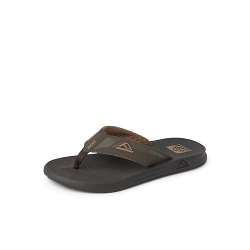 Reef Phantoms Mens Beach Flip Flop, Water Friendly, Soft and Supportive Molded Footbed, Brown, 8