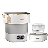 Portable Washing Machine,Mini Washer 15L Upgraded With Spin Basket,Small Clothes Folding Washing Machine Of Underwear, Baby And Small Clothes,Suitable For Home Apartments Dormitories, Hotels ash white
