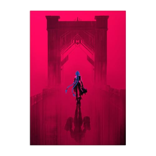 Displate Metal Poster Arcane - Key Arts - Crossing the Bridge - Easy Magnetic Mounting – Collectible Gift for Jinx Fans – Fantasy Wall Art Room Decor Movie Posters - 12.6x17.7 in