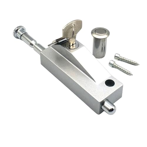 PINGPINGXIE Patio Door Lock，Sliding Patio Door Keyed with Door Latch ，1Set Sliding Door Lock for Window Glass Patio Doors Auxiliary Security Lock(Silver)