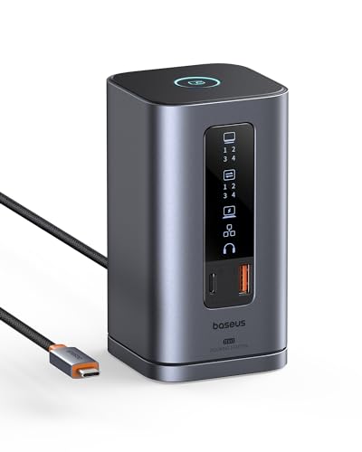 Baseus Docking Station, Spacemate(Win) 11 in 1, Triple Display, 4K HDMI and DP, 10Gbps USB A/C Ports, Gigabit Ethernet, 100W PD, Audio, Laptop Docking Station for Windows/Dell/HP/Lenovo/Asus/Acer/Mac