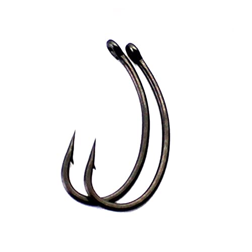 KEHHZUHL Fishhook 30 PCS Coated Carp Fishing Hooks High Carbon Steel Fishhooks Matt Black Barbed Curve Shank Gripper Style Sharp Carp Hooks fishhooks(6#)