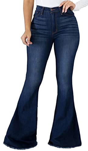 CuteCherry Flared Bell Bottom Jeans for Women Sexy Ripped Skinny Classic Pants